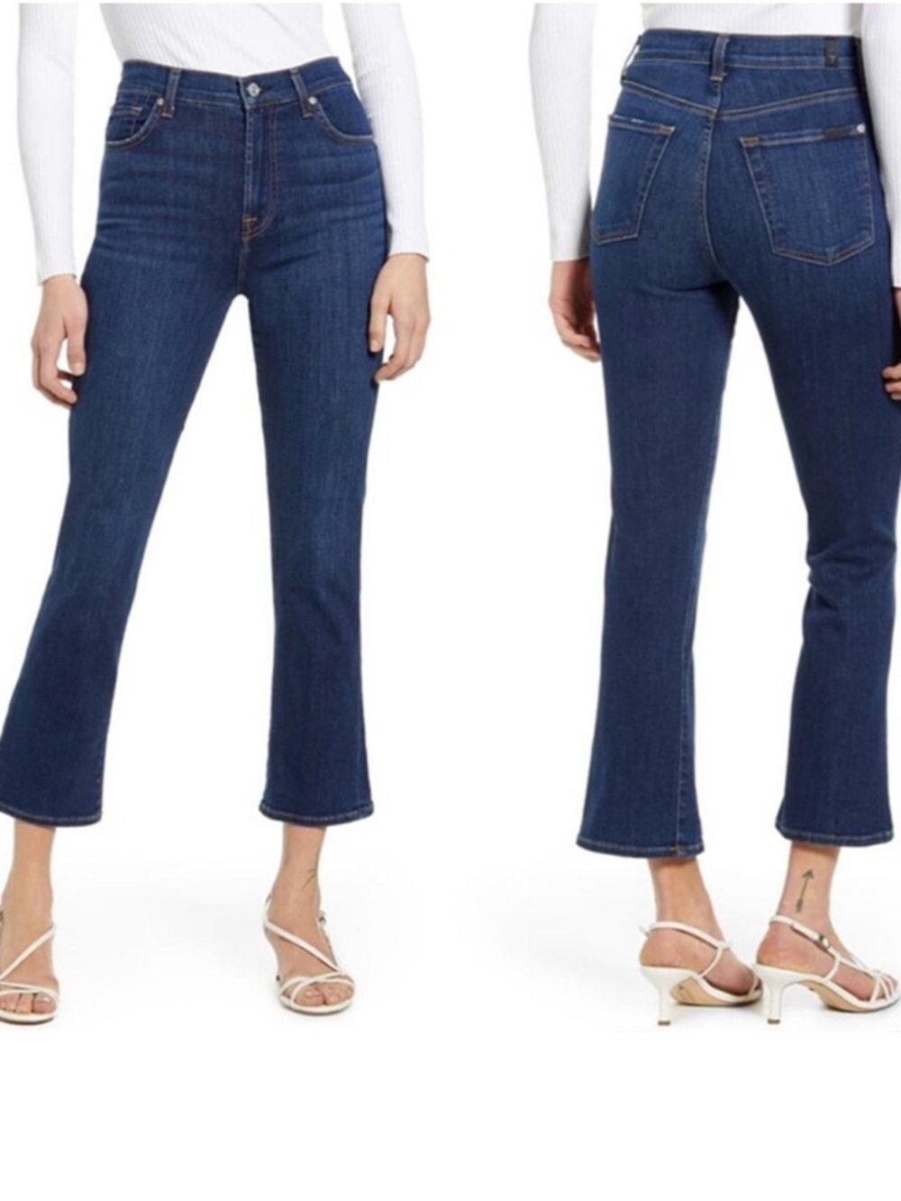 7 For All Mankind | High Waist Slim Kick Cropped Flare Jeans